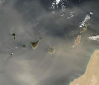 Calima wind going from Sahara desert across the Atlantic